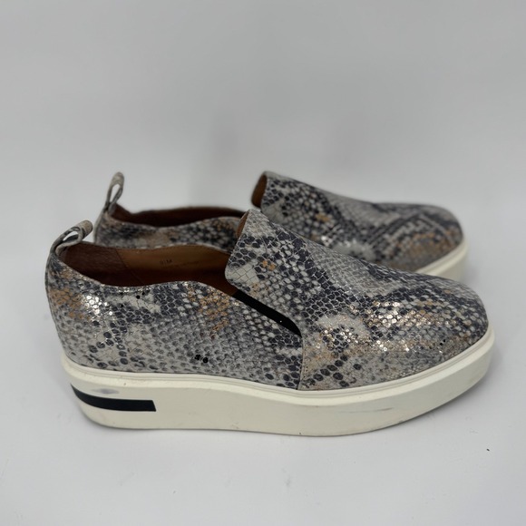 Linea Paolo Kai Women Snake Print Slip On Platform Sneakers Silver Gold Tan 9.5M - Picture 2 of 11